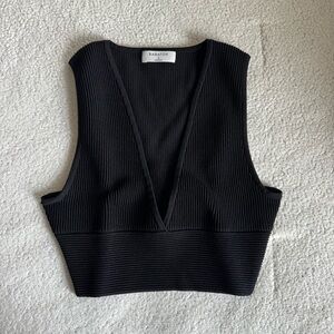 BABATON SKULPT KNIT V NECK TOP